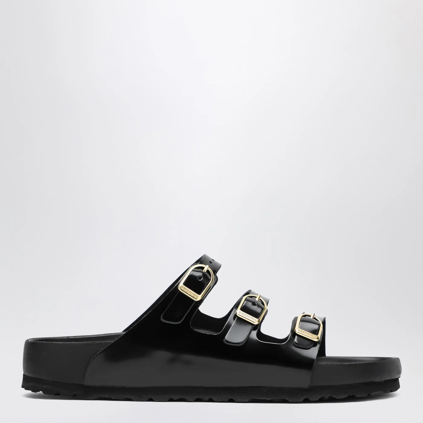 Black Leather Slides with Cork Footbed for Everyday Comfort