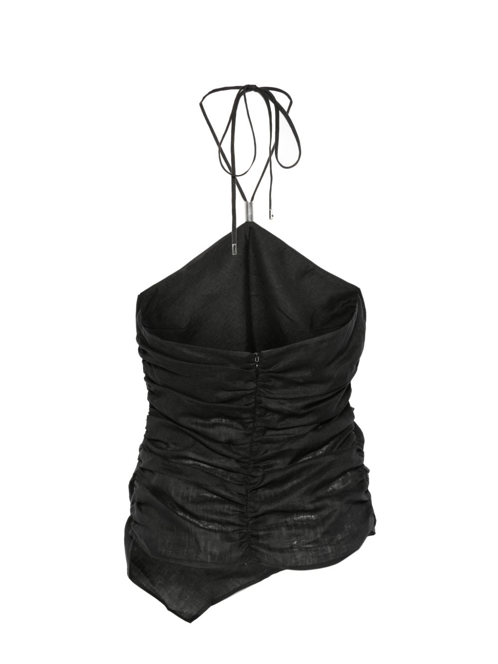 Black Linen Halterneck Top for Summer Breathability