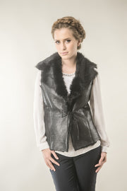 Black Merino Fur Nappa Lamb Leather Vest-Leather Vests & Gilets-Buy Me Fur Ltd-Black-S-Genuine Merino Sheepskin Leather-Urbanheer