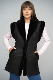 Black Merino Shearling Vest-Fur Vests & Gilets-Buy Me Fur Ltd-Black-XS-Genuine Merino Sheepskin Leather-Urbanheer