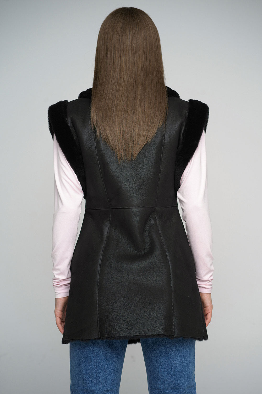 Black Merino Shearling Vest-Fur Vests & Gilets-Buy Me Fur Ltd-Black-XS-Genuine Merino Sheepskin Leather-Urbanheer