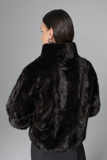 Black Natural Mink Fur Jacket with Nutria Fur Trims-Fur Jackets-Buy Me Fur Ltd-Black-XS-Genuine Mongolian Fur-Urbanheer