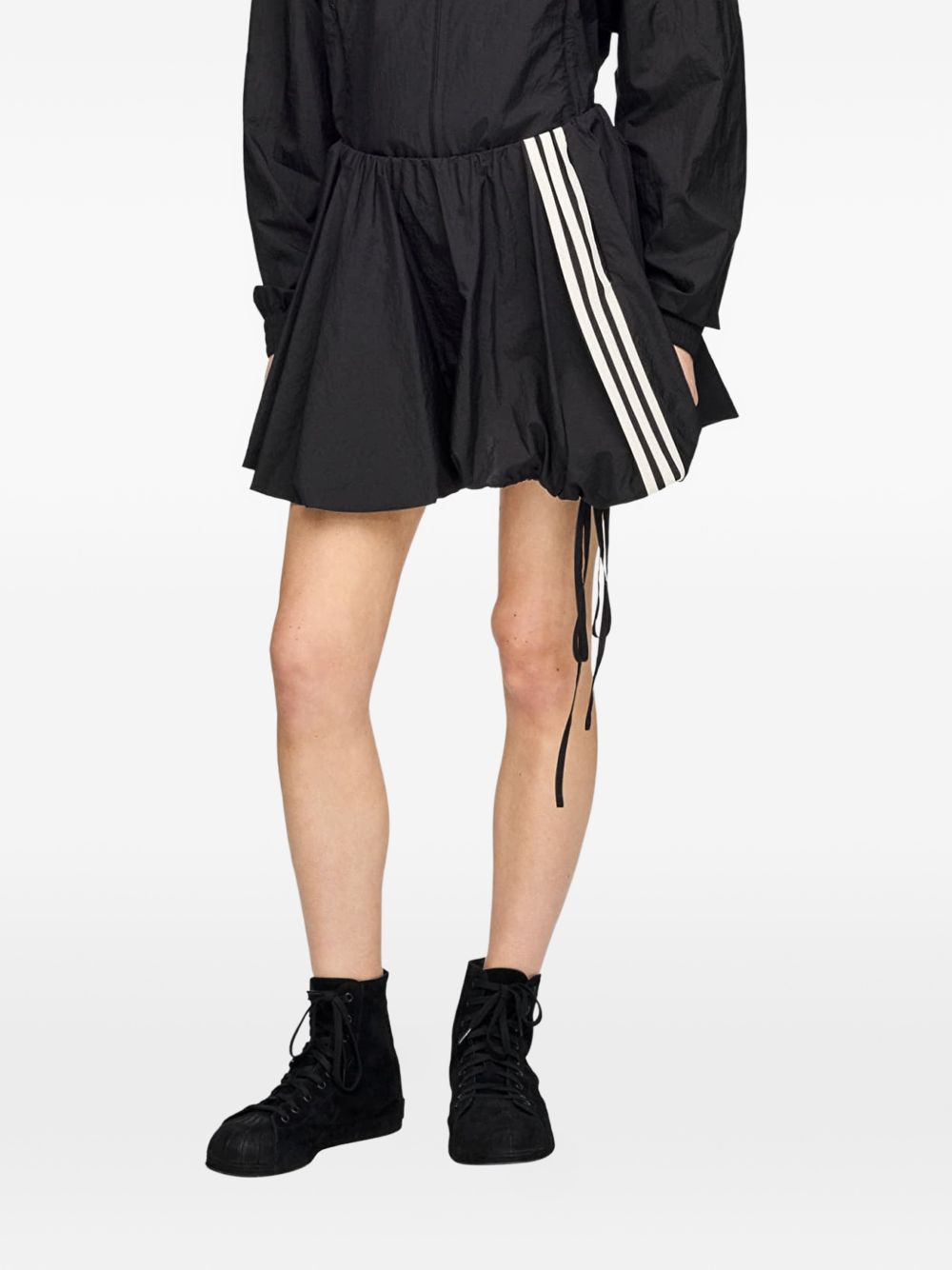 Black Nylon Asymmetric Summer Shorts for Comfort