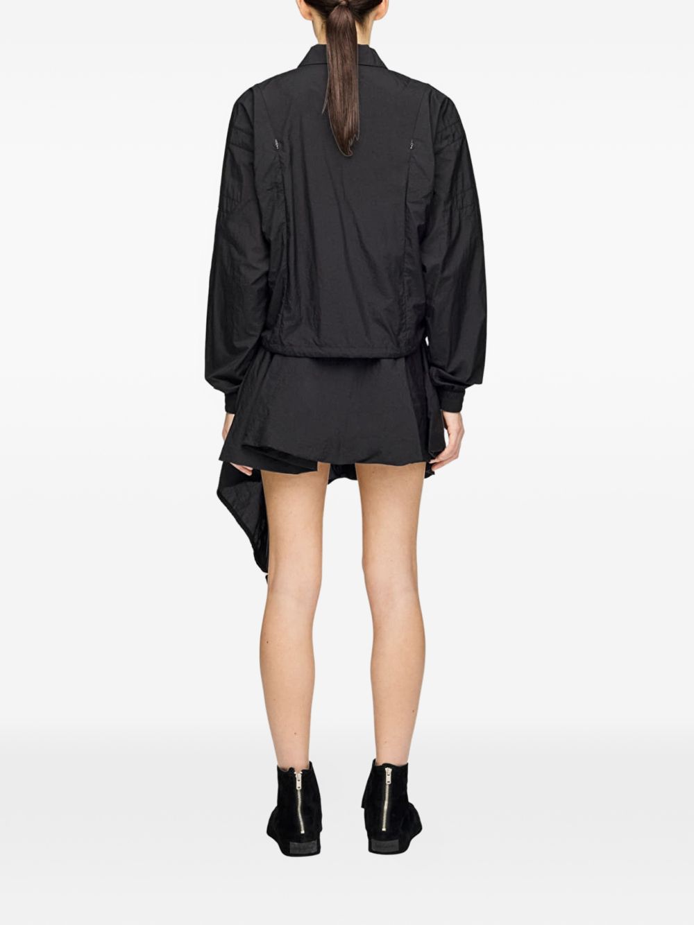 Black Nylon Asymmetric Summer Shorts for Comfort