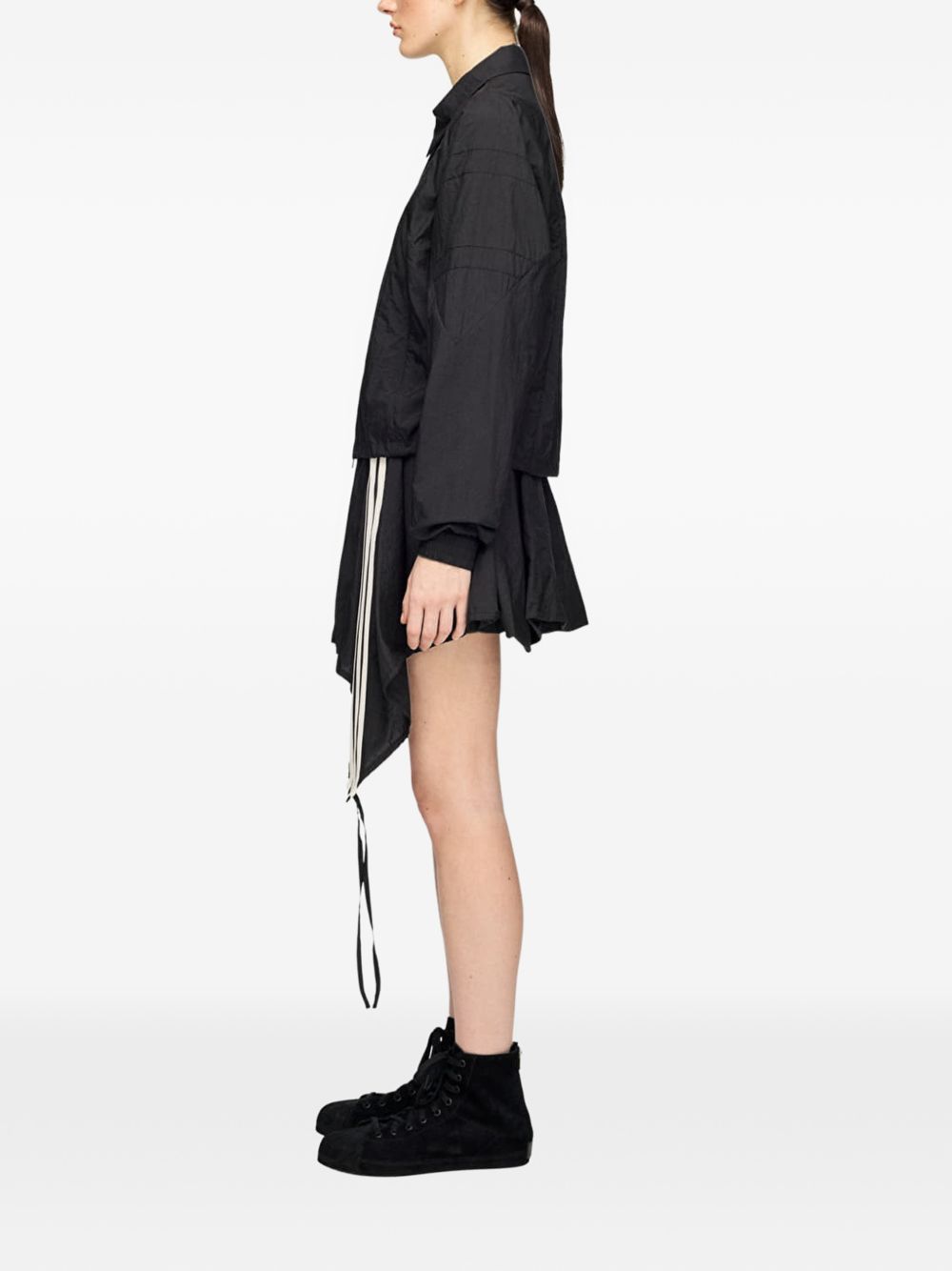 Black Nylon Asymmetric Summer Shorts for Comfort