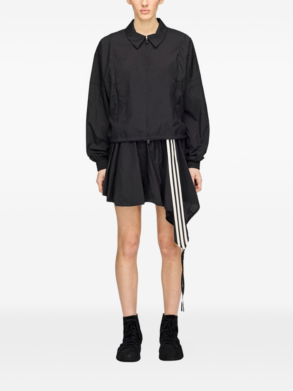 Black Nylon Asymmetric Summer Shorts for Comfort