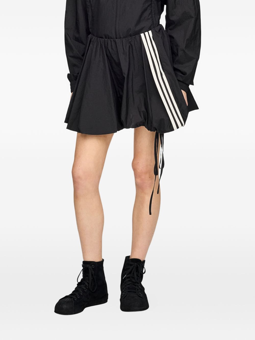 Black Nylon Asymmetric Summer Shorts for Comfort