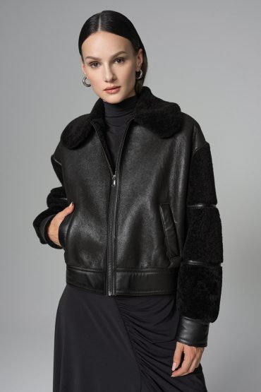 Black Oversized Shearling Leather Jacket-Leather Jackets-Buy Me Fur Ltd-Black-XS-Shearling-Urbanheer