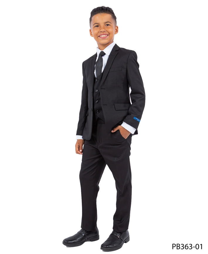 Black Perry Ellis Boys Suit, Slim-Fit 5pc (Includes Tie)-Suits-Suits America-2-Black-Urbanheer