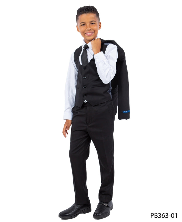 Black Perry Ellis Boys Suit, Slim-Fit 5pc (Includes Tie)-Suits-Suits America-2-Black-Urbanheer
