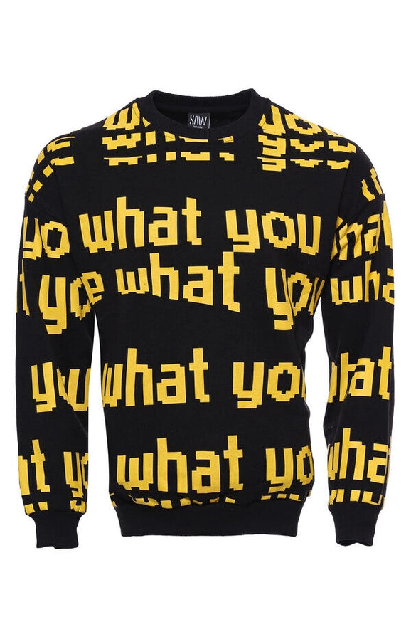 Black Printed Circle Neck Sweatshirt-Sweatshirt-Wessi-S-Black-Urbanheer