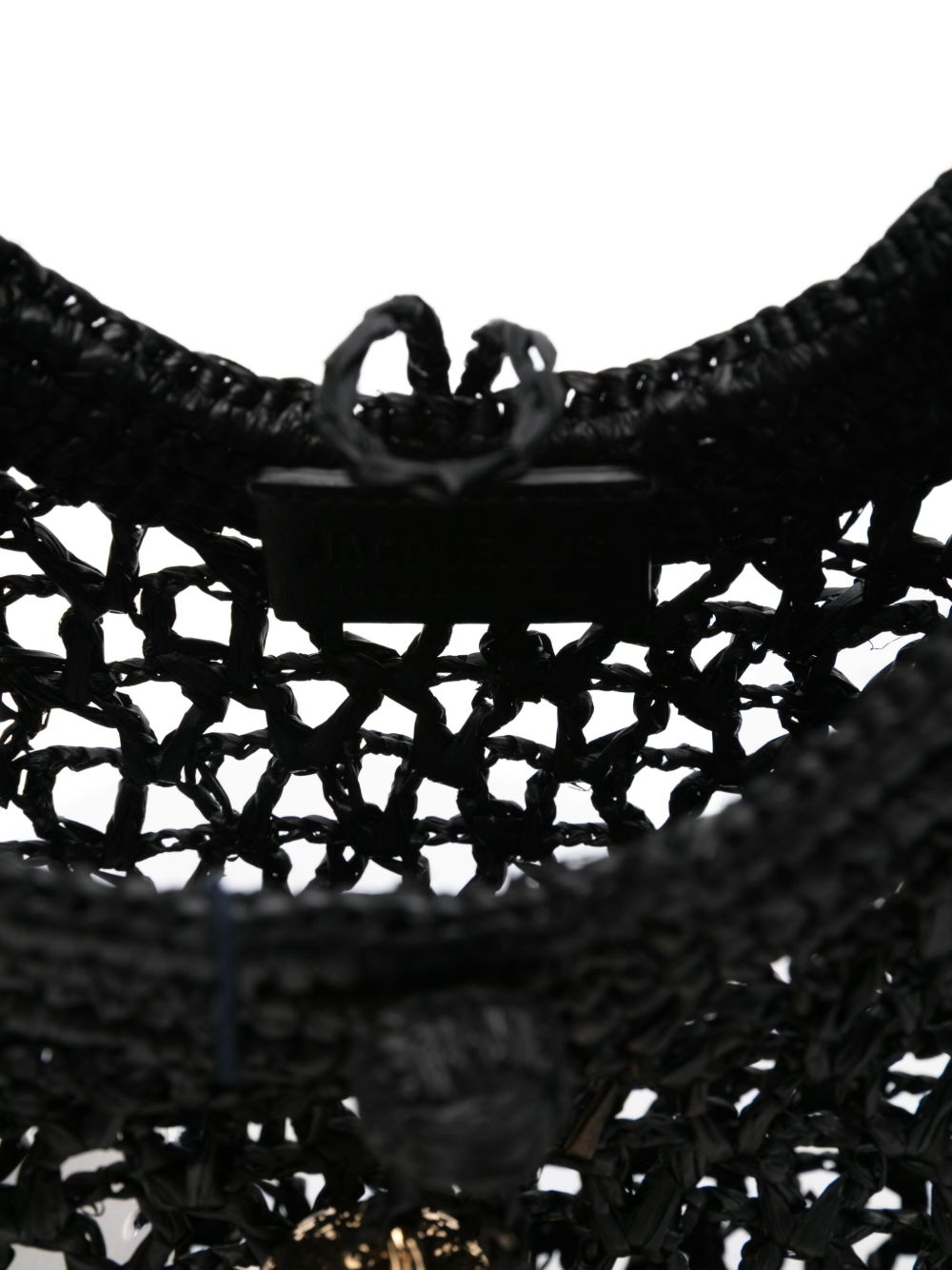Black Raffia Summer Tote Bag with Charm Accents