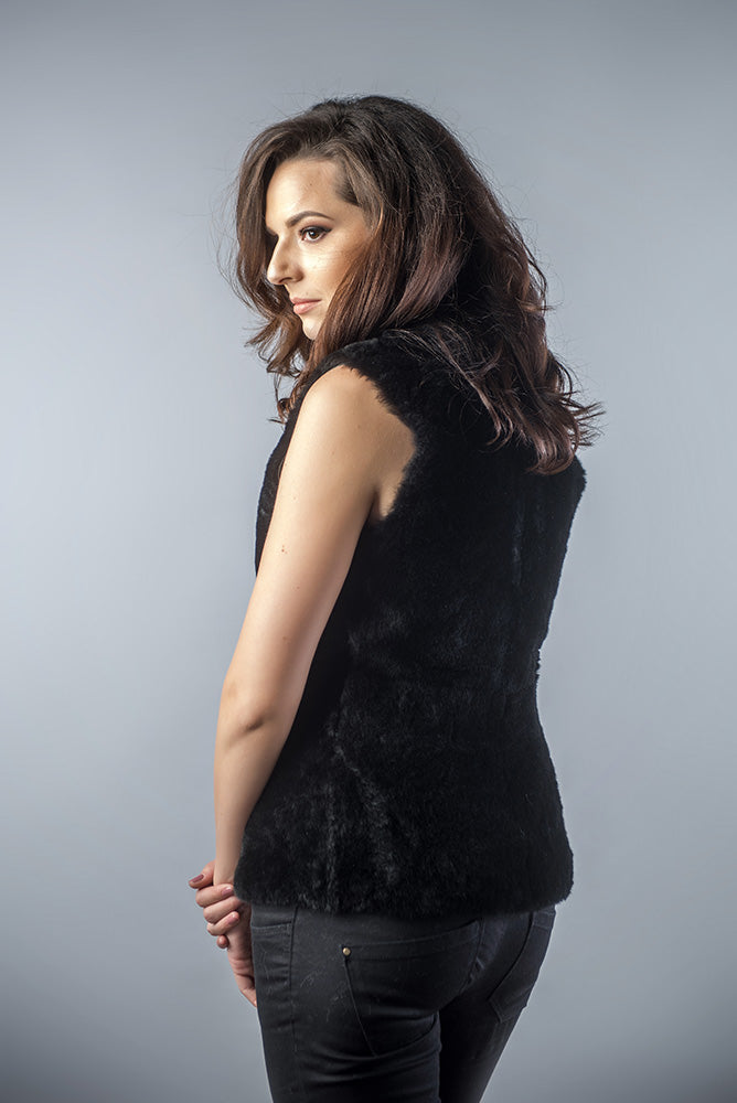 Black Reversible Natural Nappa Sheepskin Fur Vest-Fur Vests & Gilets-Buy Me Fur Ltd-Black-S-Genuine Merino Shearling Fur-Urbanheer