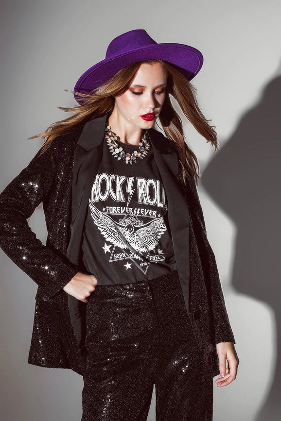 Black Sequin Tuxedo Blazer with Satin Lapels-Blazer-Q2-S-Black-Urbanheer