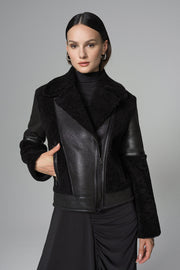Black Shearling Leather Jacket-Leather Jackets-Buy Me Fur Ltd-Black-XS-Shearling-Urbanheer