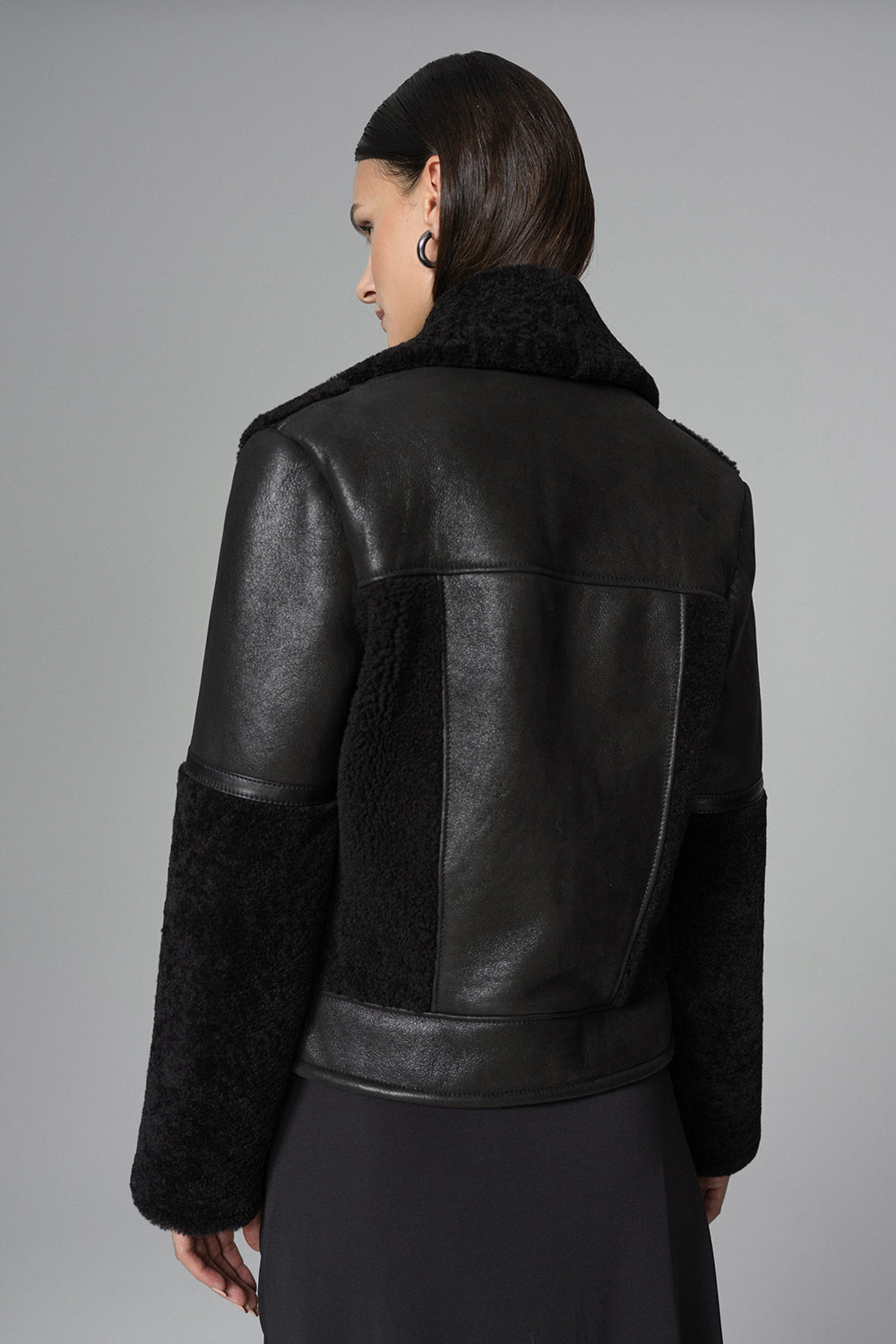 Black Shearling Leather Jacket-Leather Jackets-Buy Me Fur Ltd-Black-XS-Shearling-Urbanheer