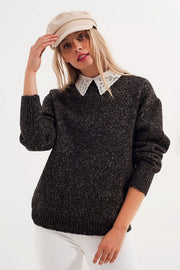 Black Sweater With Round Collar-Sweater-Q2-S-Black-Urbanheer