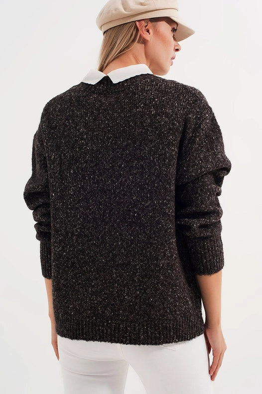 Black Sweater With Round Collar-Sweater-Q2-S-Black-Urbanheer