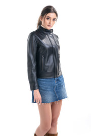 Black Trendy Genuine Sheepskin Jacket-Leather Jackets-Buy Me Fur Ltd-Black-S-Genuine Sheepskin Leather-Urbanheer