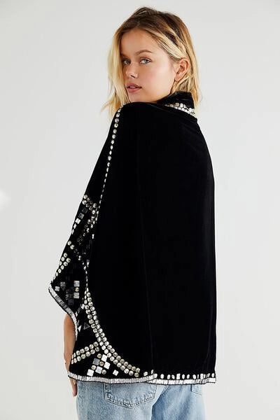 Black Velvet Embellished Capelet-Capelet-SAACHI-Black-Urbanheer