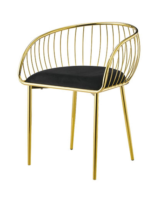 Black Velvet Seat Chair And Gold Frame-Chair-Gdeco-31.9 x 22 x 22.8 in (81 x 56 x 58 cm)-Urbanheer