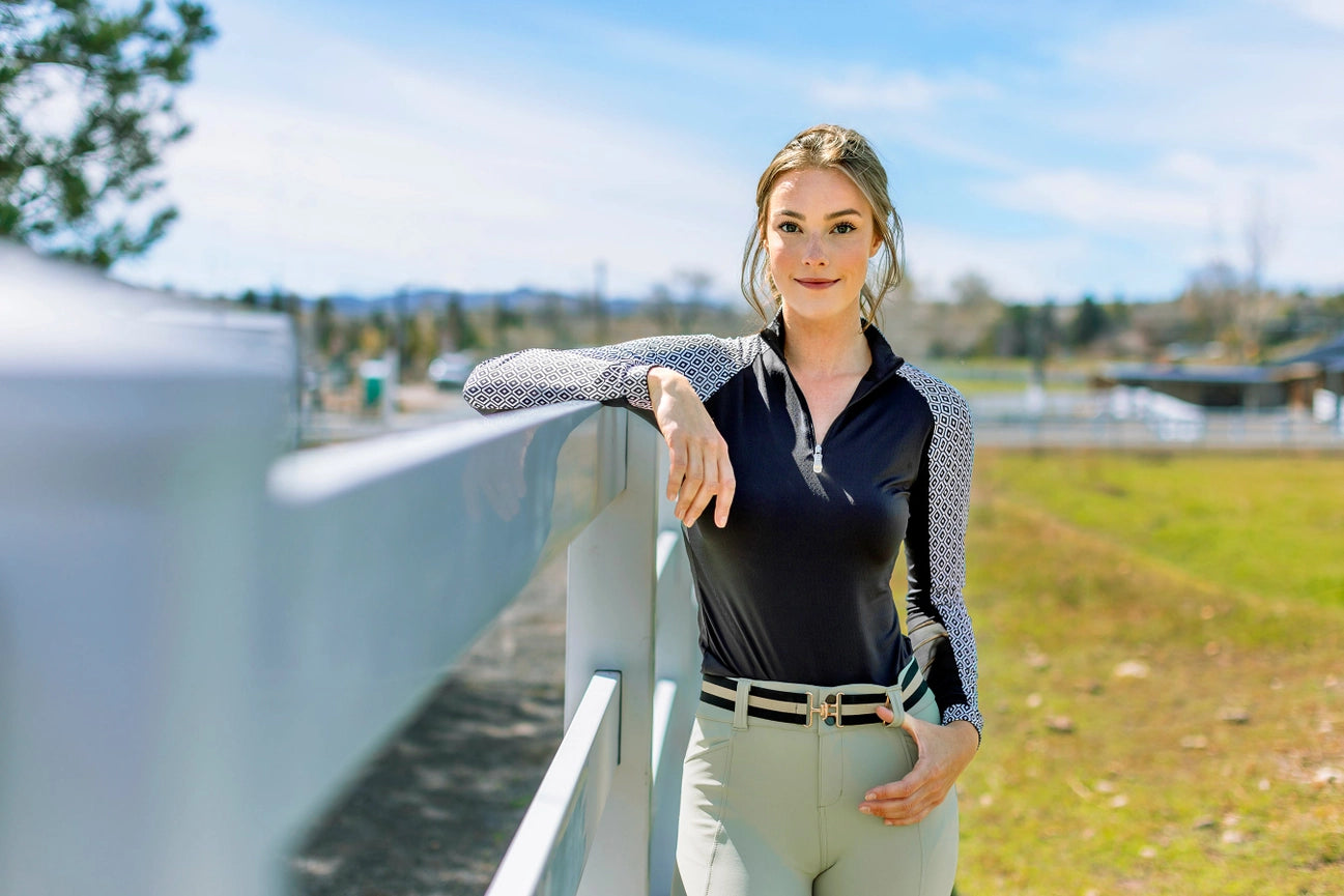 Black & White Geo Raglan Long Sleeve Sun Shirt-Shirt-Kastel Denmark-XXS-Urbanheer