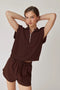 Blake Half Zip Cropped Sweatshirt And Shorts Set Choco-Set-Papermoon-S-Urbanheer