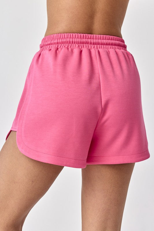 Blake Half Zip Cropped Sweatshirt And Shorts Set Hot Pink-Set-Papermoon-S-Urbanheer