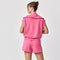 Blake Half Zip Cropped Sweatshirt And Shorts Set Hot Pink-Set-Papermoon-S-Urbanheer