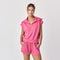 Blake Half Zip Cropped Sweatshirt And Shorts Set Hot Pink-Set-Papermoon-S-Urbanheer