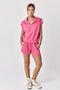 Blake Half Zip Cropped Sweatshirt And Shorts Set Hot Pink-Set-Papermoon-S-Urbanheer