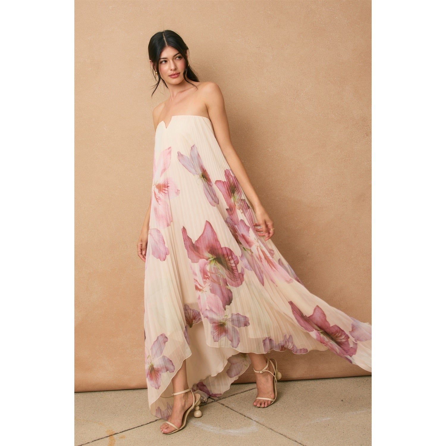 Bloomlight Pleated Maxi Column Dress