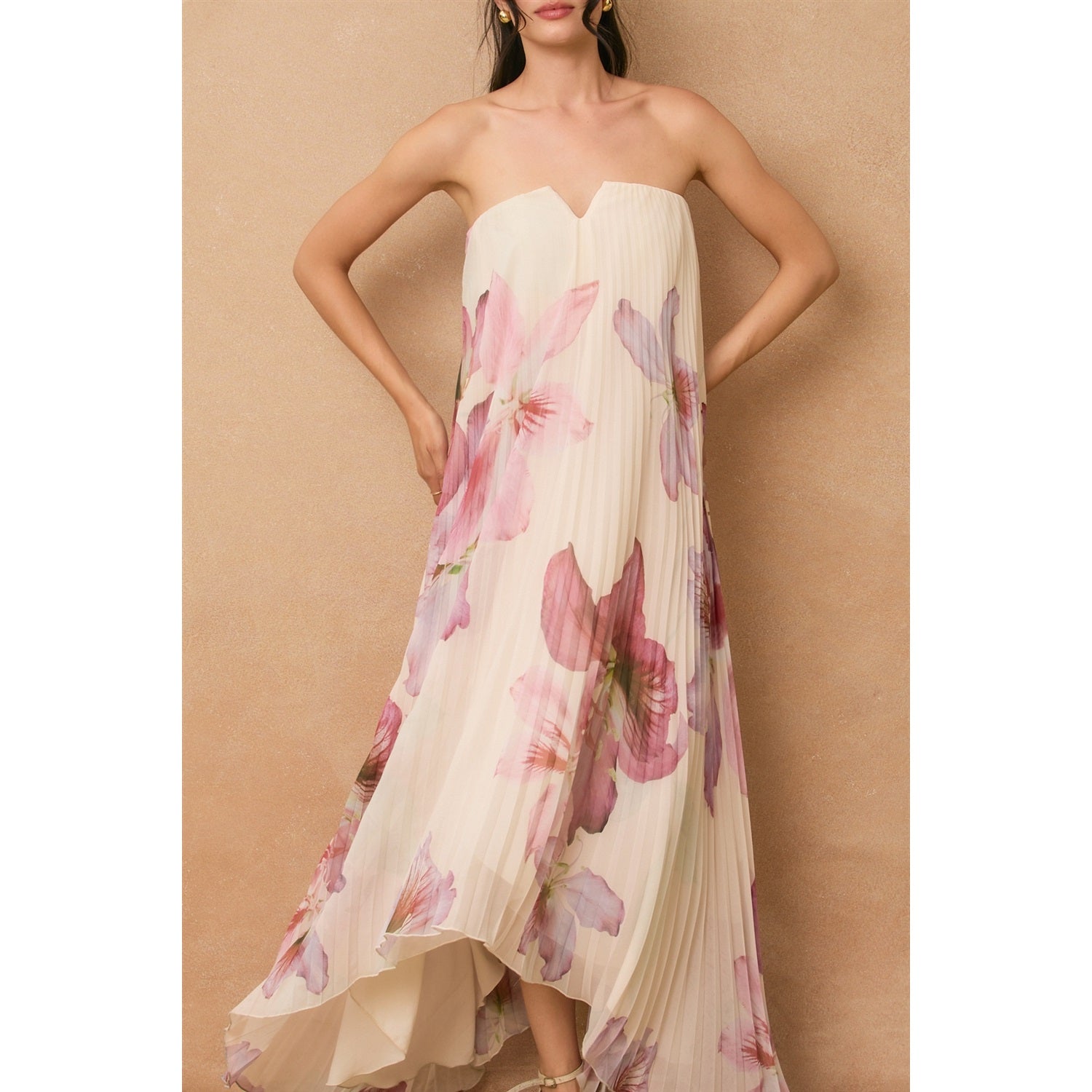 Bloomlight Pleated Maxi Column Dress