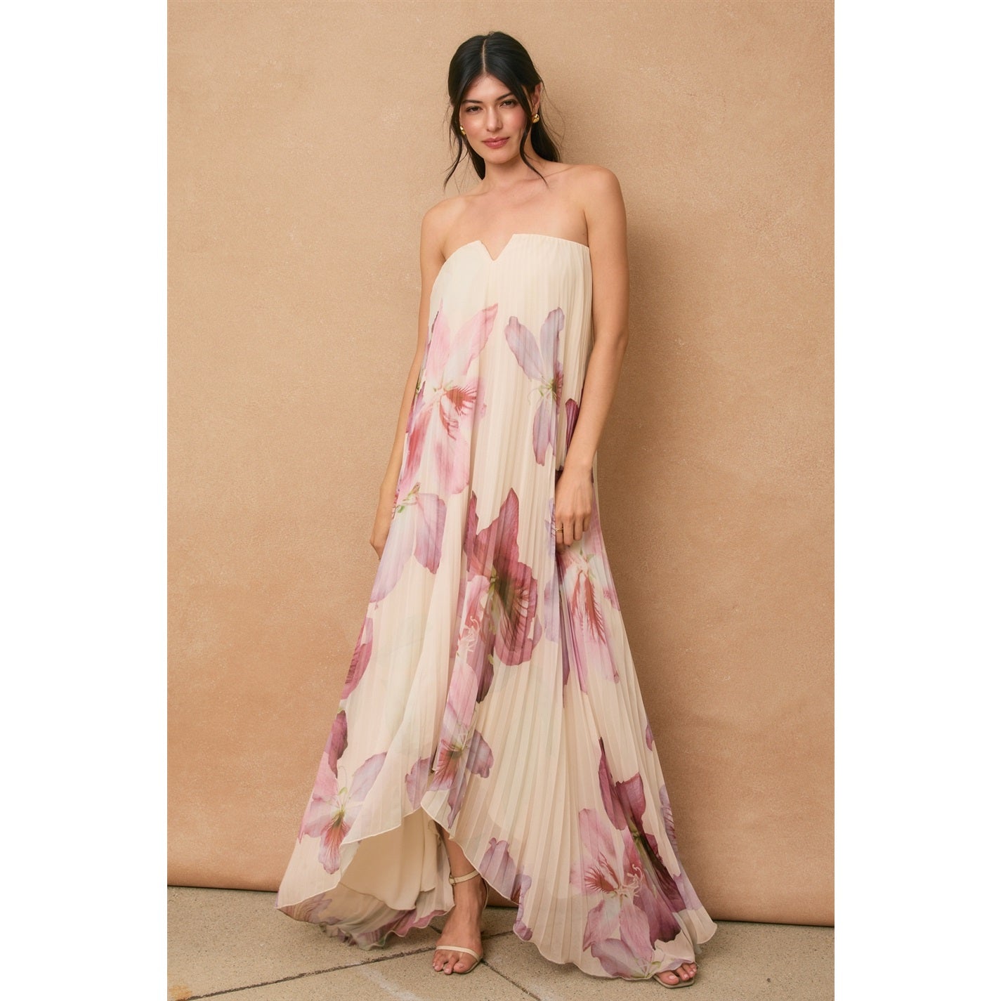 Bloomlight Pleated Maxi Column Dress