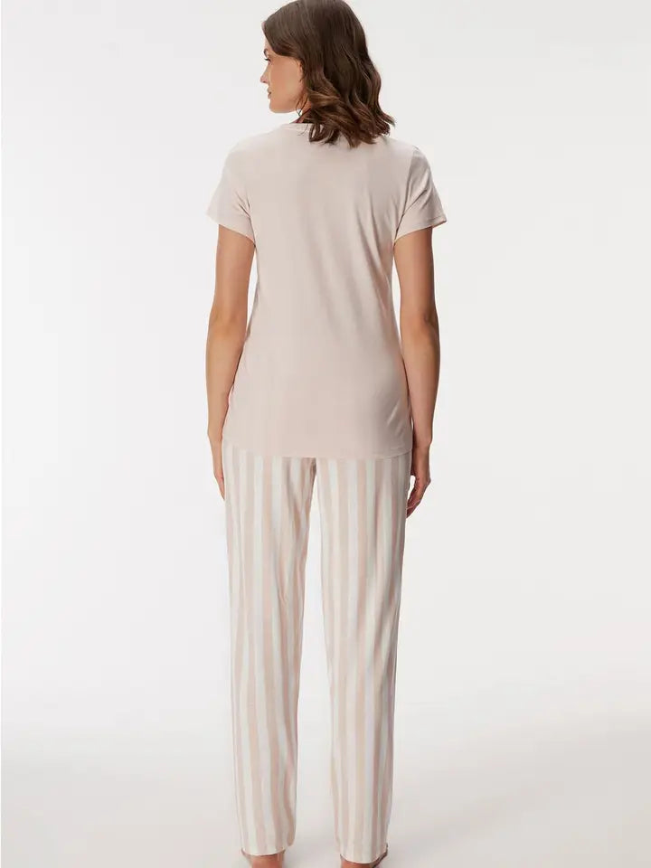 Blossom 11405 Women's T-Shirt & Pants Set-Set-GOLDENBAY-S-Pink-Urbanheer