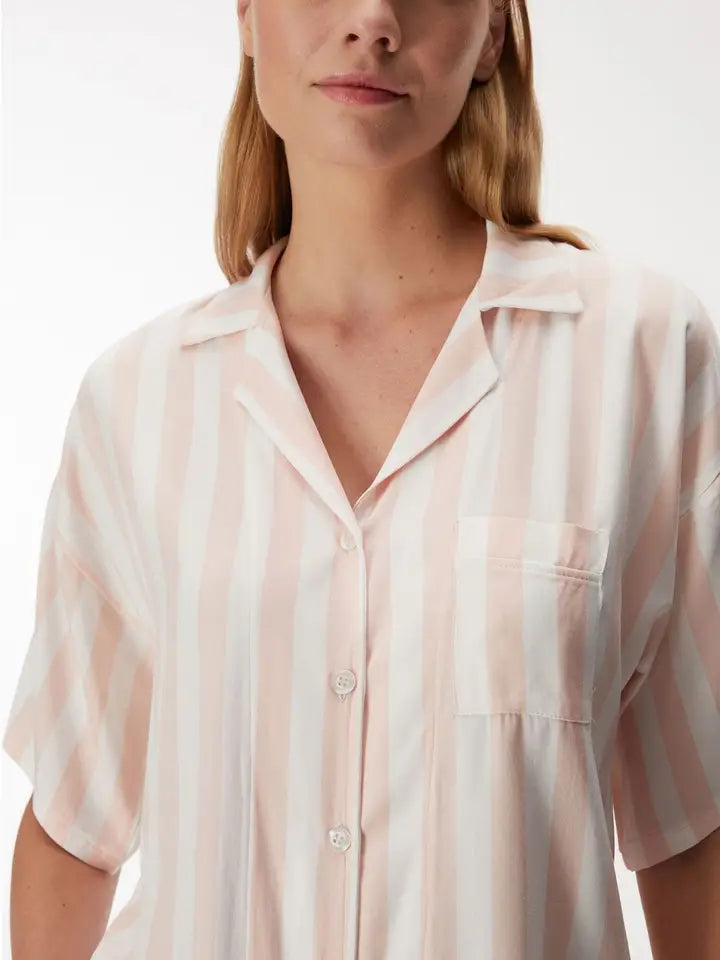 Blossom 11406 Women's Short Sleeve Shirt & Pants Set-Set-GOLDENBAY-S-Pink-Urbanheer
