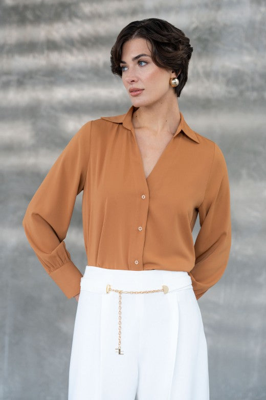 Blouse with Buckle Detail On the Sleeve-Blouse-FERRACHE-S-Multicolor-Urbanheer