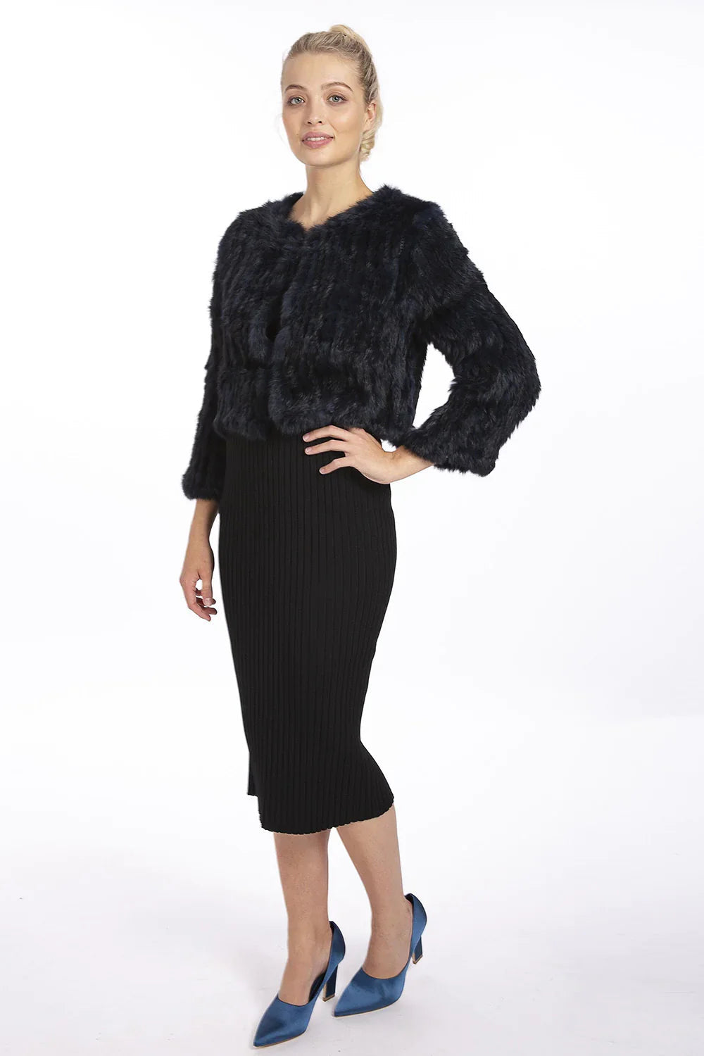 Blue Coney Fur Jacket-Fur Jackets-Buy Me Fur Ltd-One Size-Blue-Genuine Coney Fur-Urbanheer