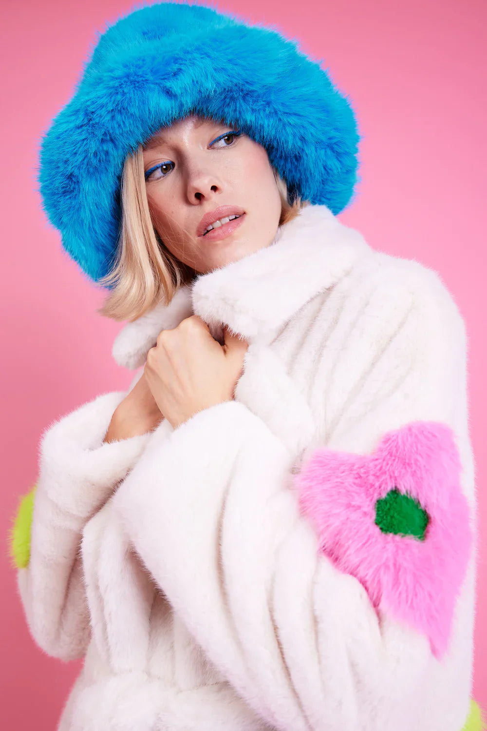 Blue Eco Bamboo Faux Fur Bucket Hat-Hats-Buy Me Fur Ltd-One Size-Blue-Faux Fur-Urbanheer