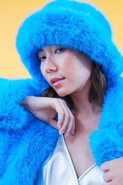 Blue Eco Bamboo Faux Fur Bucket Hat-Hats-Buy Me Fur Ltd-One Size-Blue-Faux Fur-Urbanheer