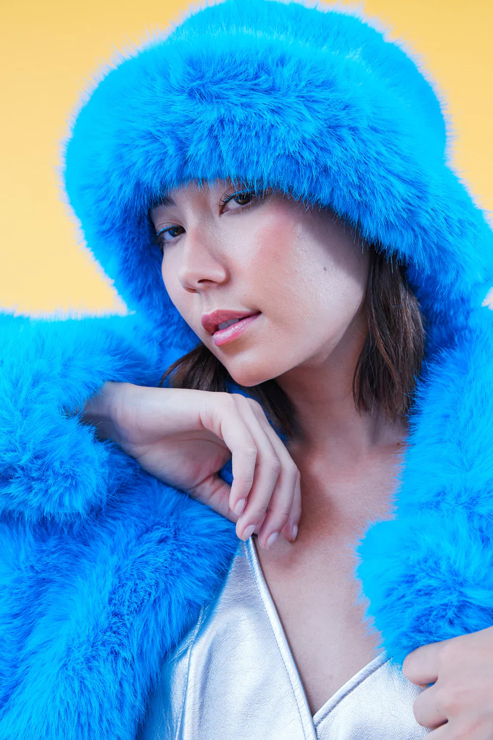 Blue Eco Bamboo Faux Fur Bucket Hat-Hats-Buy Me Fur Ltd-One Size-Blue-Faux Fur-Urbanheer