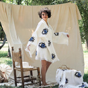 Blue Evil Eye Short Kaftan Kimono-Kimono-Moa-Short Kimono-Urbanheer