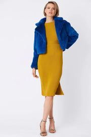 Blue Faux Fur Cropped Coat-Faux Fur Coats-Buy Me Fur Ltd-L-XL-Urbanheer