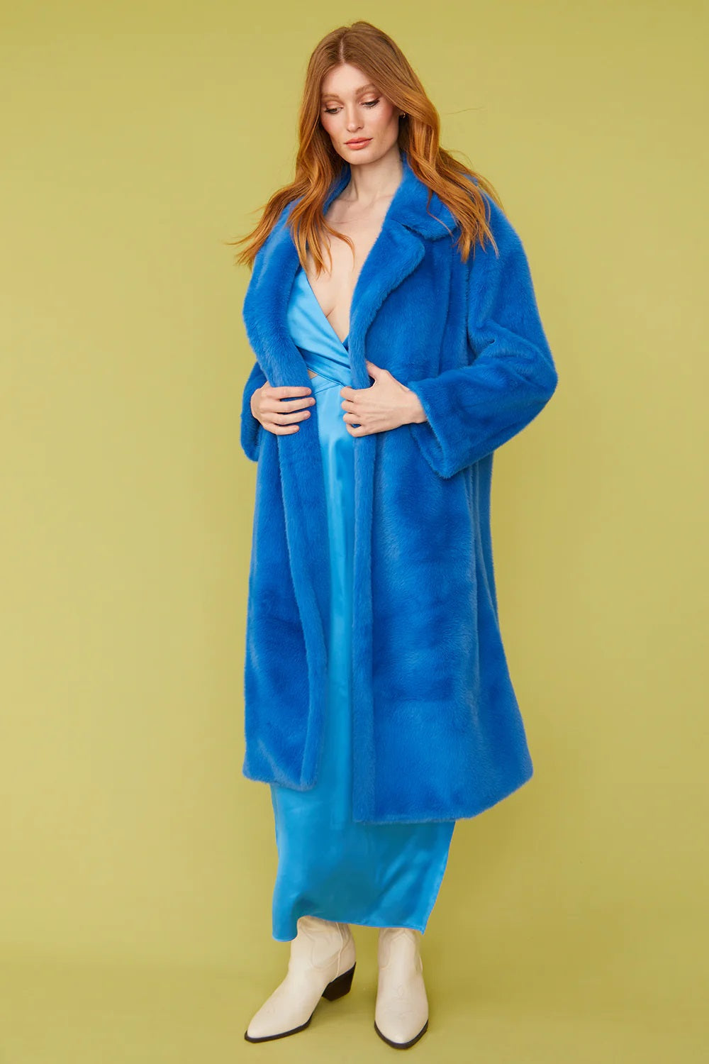 Blue Faux Fur Maxi Duchess Coat-Faux Fur Coats-Buy Me Fur Ltd-S-M-Blue-Faux Fur-Urbanheer