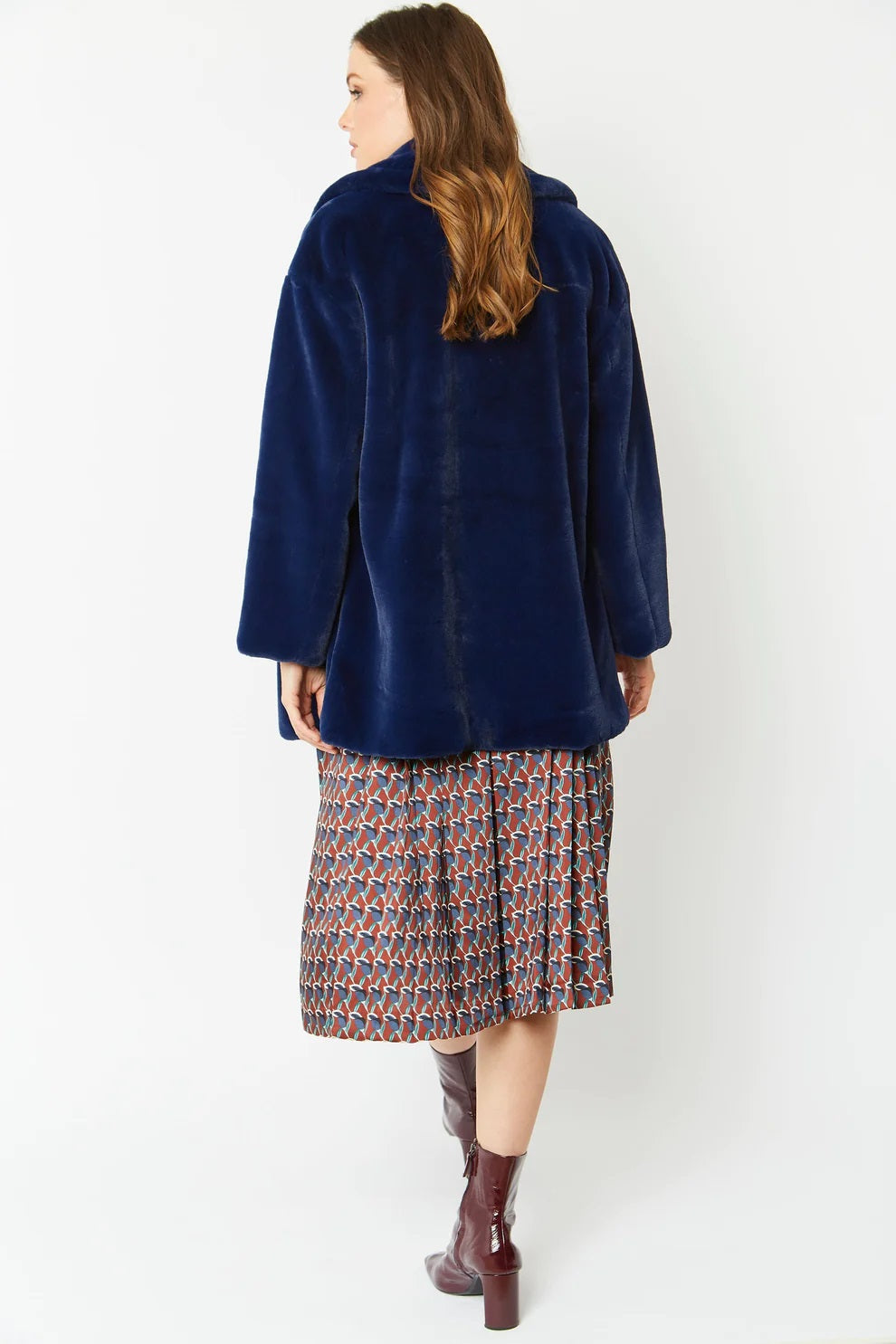 Blue Faux Fur Midi Coat-Faux Fur Coats-Buy Me Fur Ltd-One Size-Blue-Faux Fur-Urbanheer