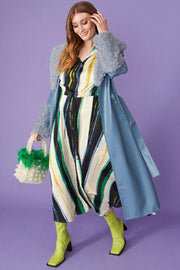 Blue Faux Leather Trench Coat with Detachable Faux Mongolian Collar and Cuffs-Faux Leather Coats-Buy Me Fur Ltd-One Size-Blue-Faux Leather-Urbanheer