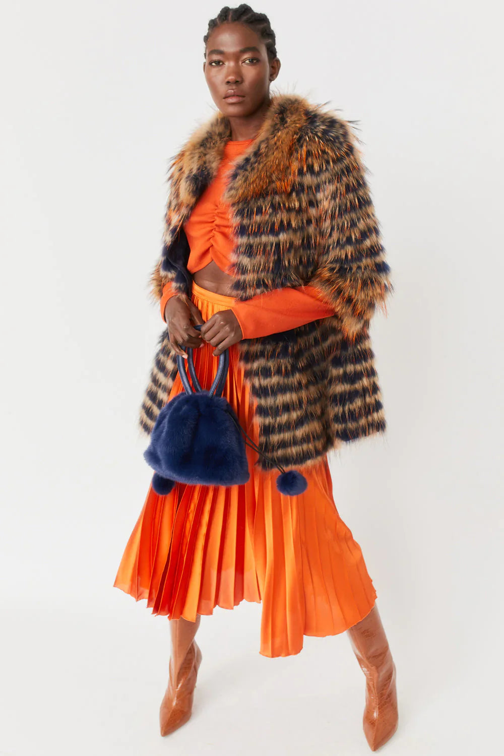 Blue Fox and Coney Fur Coat-Coney - Fox Fur Coat-Buy Me Fur Ltd-One Size-Blue-Genuine Coney & Fox Fur-Urbanheer
