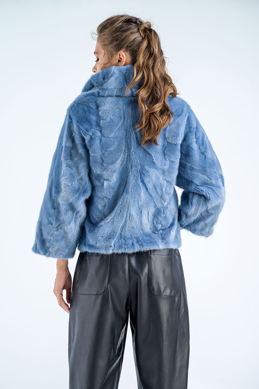 Blue Genuine Mink Fur Jacket-Fur Jackets-Buy Me Fur Ltd-Blue-S-Genuine Mink Fur-Urbanheer