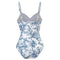 Blue Oriental Porcelain Print Strappy One Piece Swimsuit Blue-Swimsuit-Rosa Clothing-S-Blue-Urbanheer