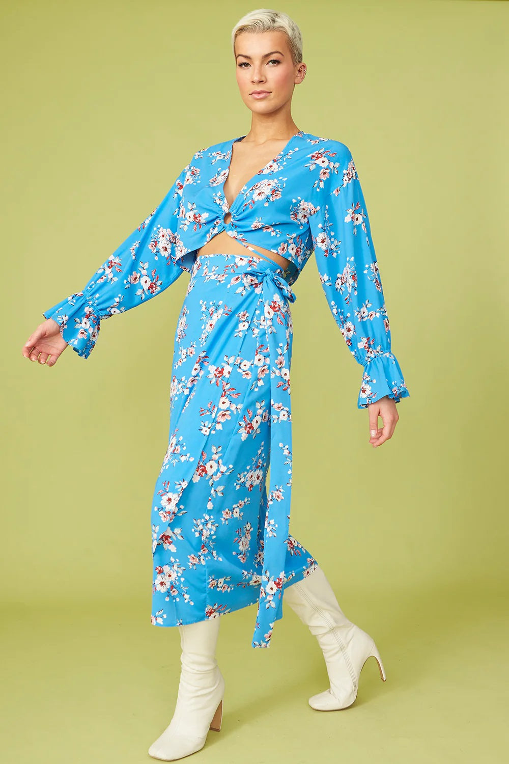 Blue Rayon Blend Floral Cropped Top-Tops-Buy Me Fur Ltd-S-M-Blue-Urbanheer